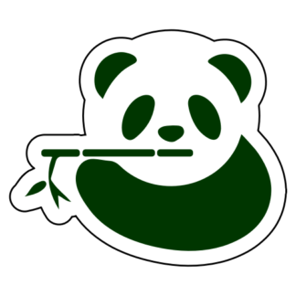 Panda Eating Bamboo Sticker (Dark Green)